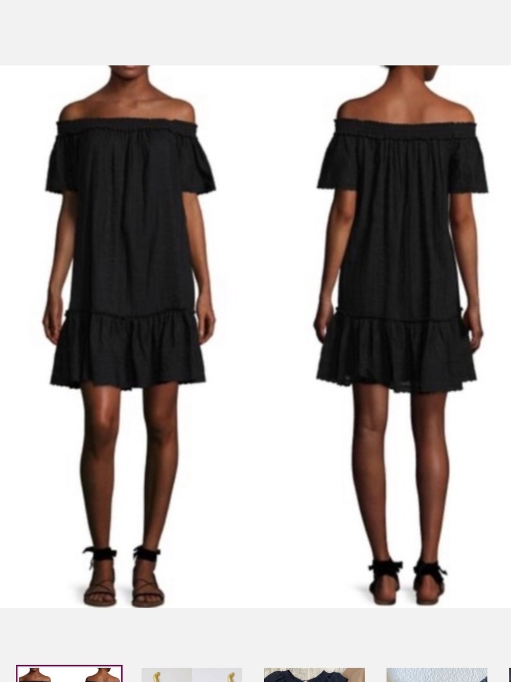 Rebecca Taylor Black Off-Shoulder Ruffle Dress